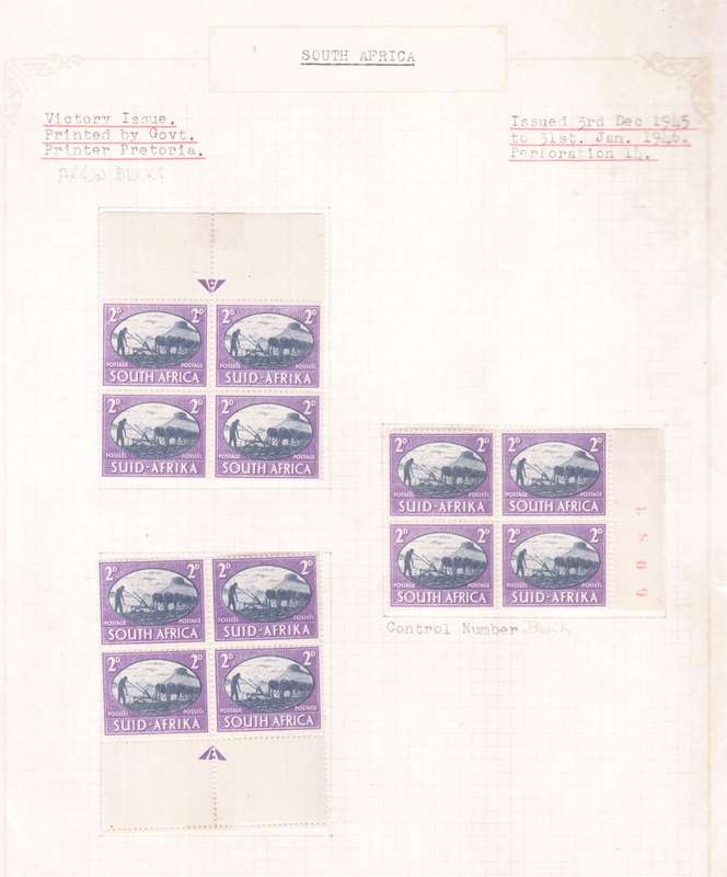 1945/6  Victory Issue South Africa Stamp Blocks. Mint.