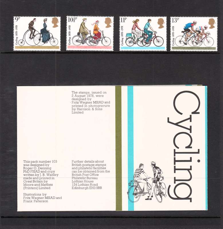 1978 Cycling First Day of Issue British Stamps.