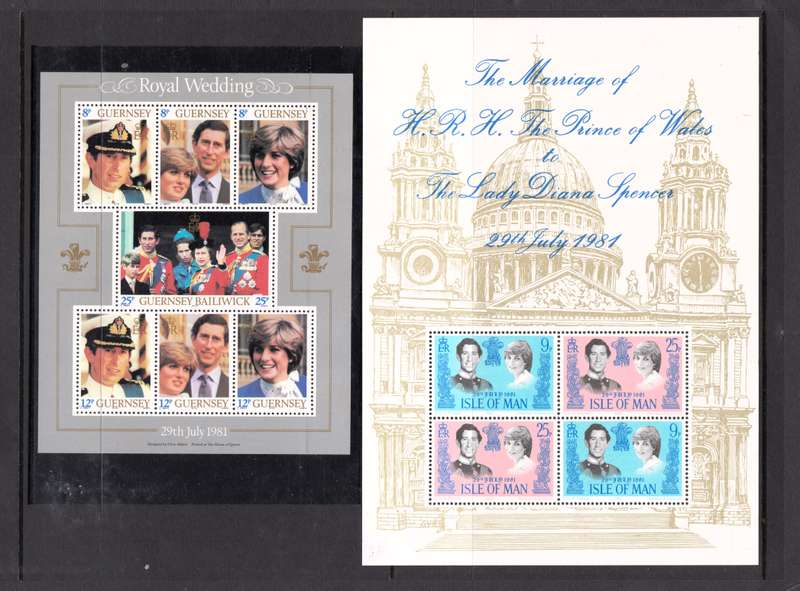 1981 ISLE OF MAN # 199a ROYAL WEDDING PRINCE CHARLES & DIANA Souvenir Sheet