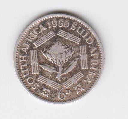 South Africa 6 Pence 1950 George VI