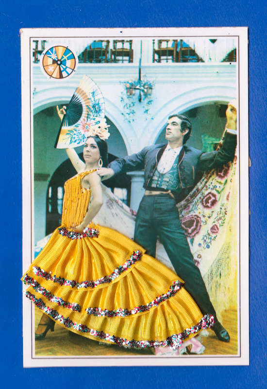 1950's Vintage Silk Embroidered Postcard Spanish Flamenco Lady in Dress. Ethnic Costume