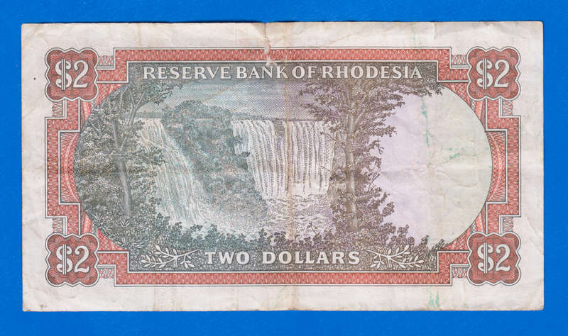 Rhodesia, 2 Dollars, 1970, Key Year, Reserve Bank of Rhodesia. As per scan.
