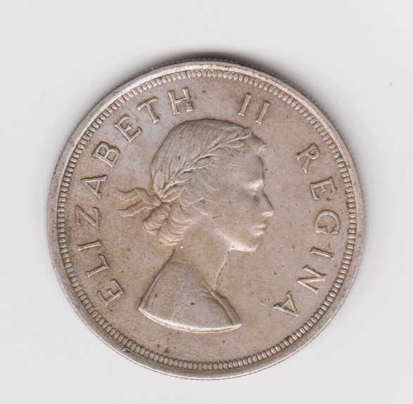 1953 South African Union Silver 5 Shillings