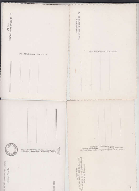 Lot of 4 Vintage Photo Post Cards Le Mont Saint-Michel, Normandie.