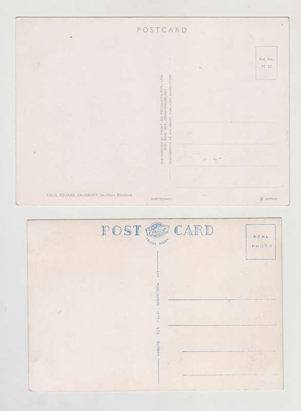 Lot of 2 Vintage Rhodesia Post Cards, Salisbury and Bulawayo