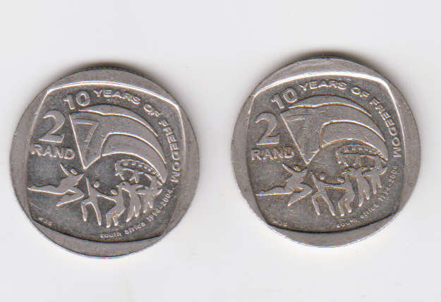2 x 2004 South Africa R2 Coin, 10yrs of Freedom