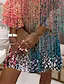 Dress - Boho 3/4 Sleeve Knee Length Rainbow Print Large
