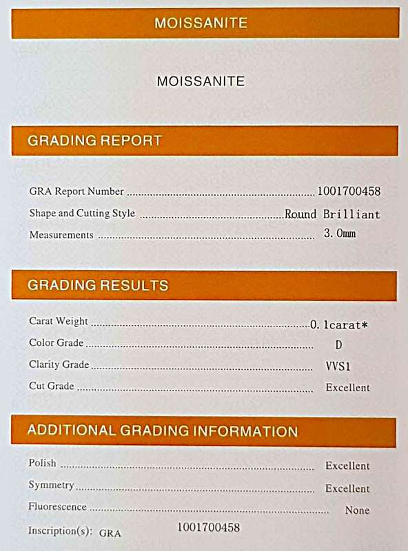 0.10Cts  MOISSANITE ROUND**GRA CERTIFIED** 3mm VVSI D BRILLIANT CUT