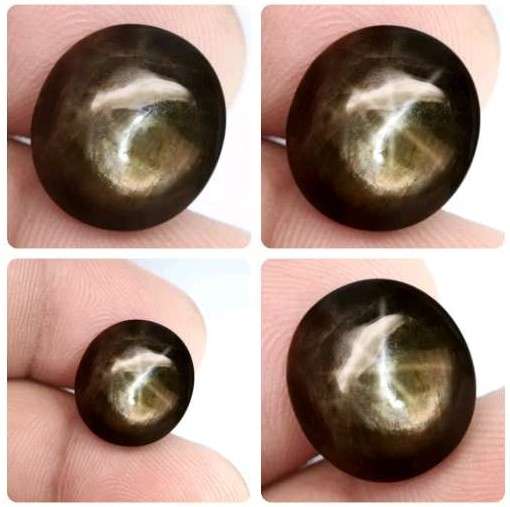 26.17Ct.  Sapphire Star 6 Rays Golden Green Oval Cabochon Large Unheated