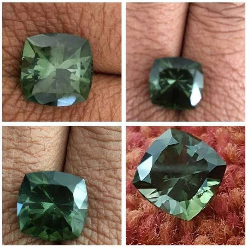 10.10cts. Tourmaline Green Cushion Cut  Precious Gem Ravishing Colour Natural