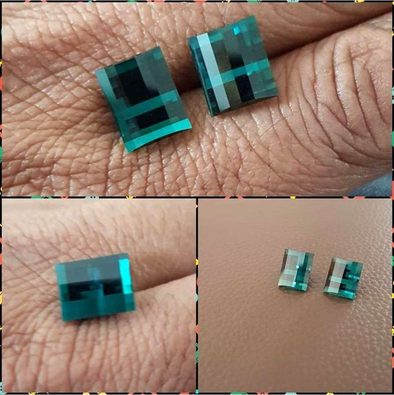 13.20cts. Tourmaline Indicolite Matching Pair  Precious Gem Ravishing Colour Natural