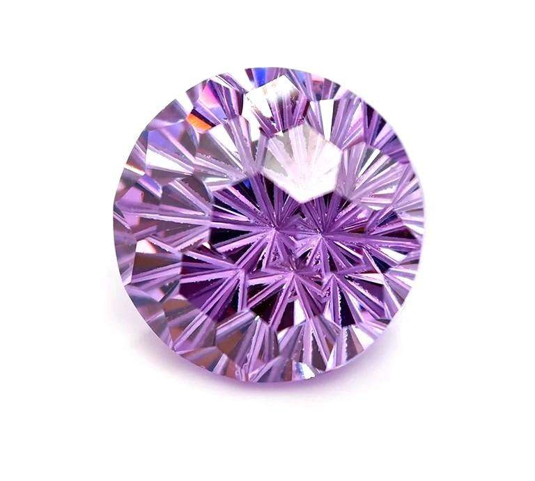 2.76Ct Purple Cubic Zirconia Pyrotechnic Cut Round shape 7mm