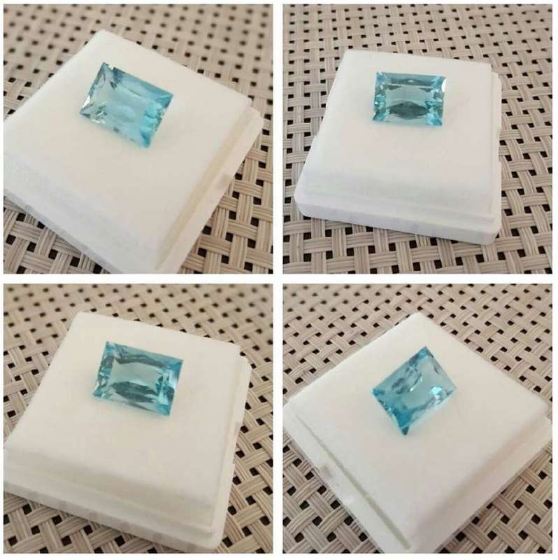 7.45Ct.  Aquamarine Blue Square Cut Ravishing! Unheated Natural