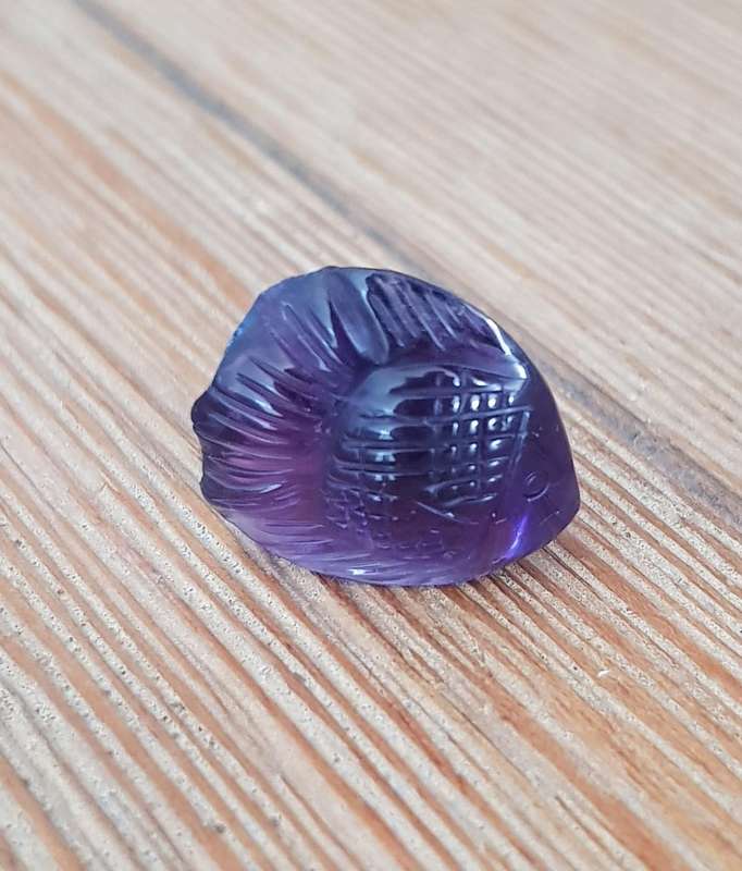 15.83Ct. Amethyst  Fish Carving Purple  Natural