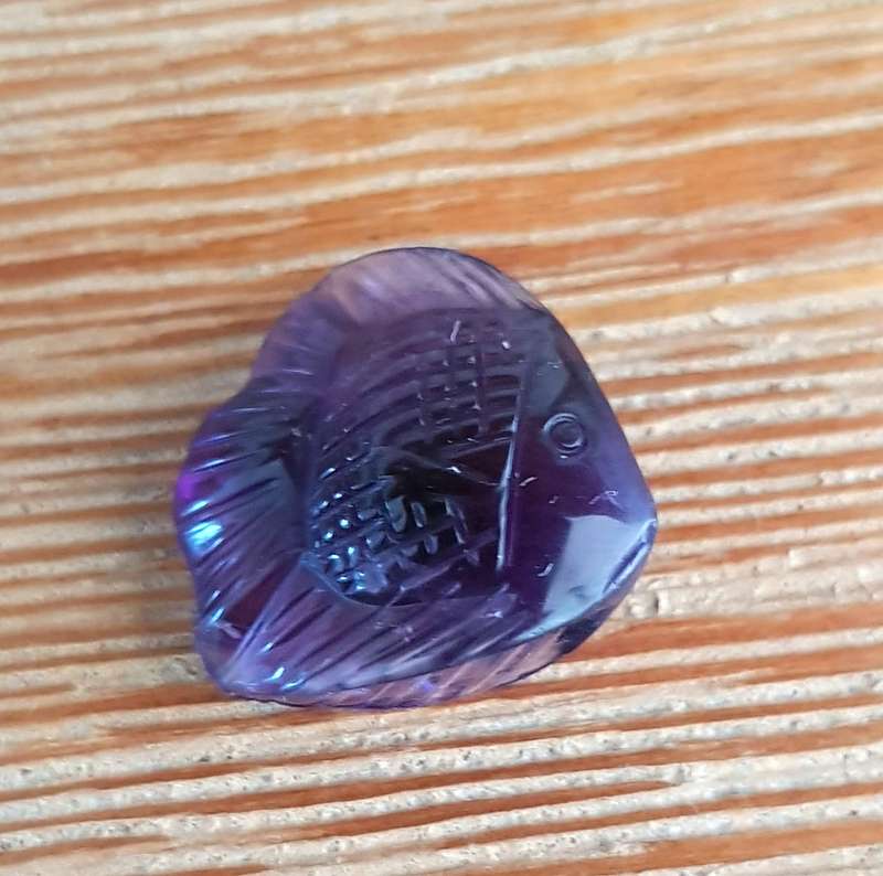 15.83Ct. Amethyst  Fish Carving Purple  Natural