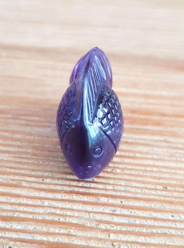 15.83Ct. Amethyst  Fish Carving Purple  Natural