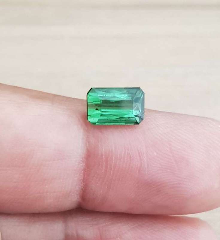 1.95Ct.Bluish Green Tourmaline Mozambique Perfect Shape Ravishing Color! Natural