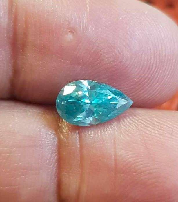 1.73CT  MOISSANITE BLUE PEAR CUT VVSI  BRILLIANT CUT