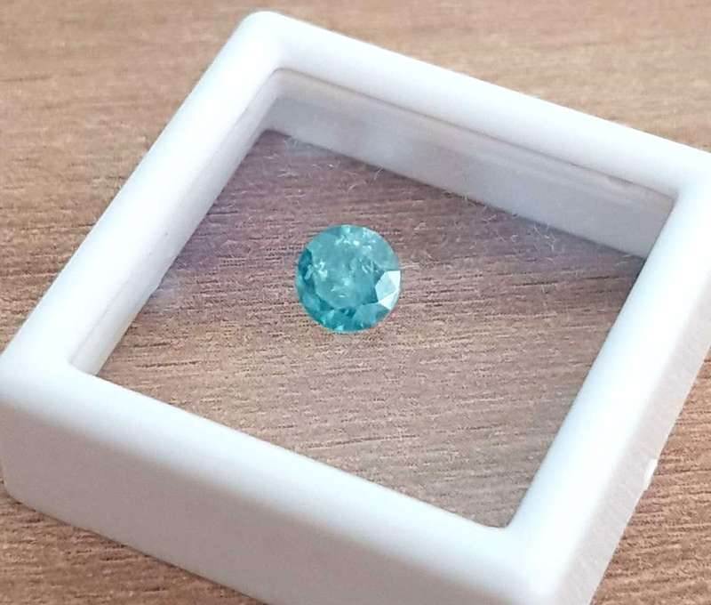 0.48Cts Diamond Round Cut**Certified**  Sky BlueNatural Loose  Natural