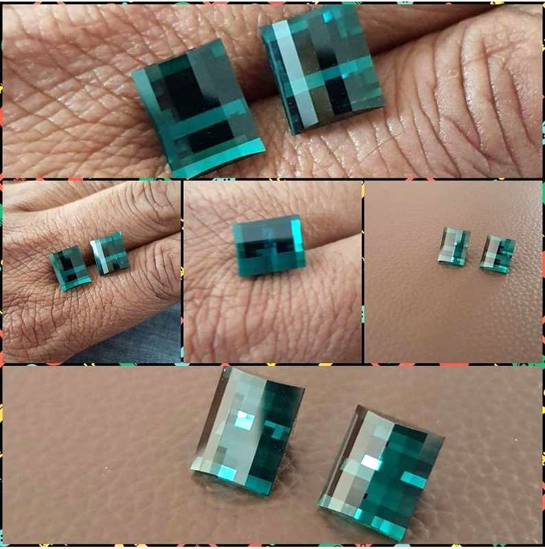 13.20cts. Tourmaline Indicolite Matching Pair  Precious Gem Ravishing Colour Natural