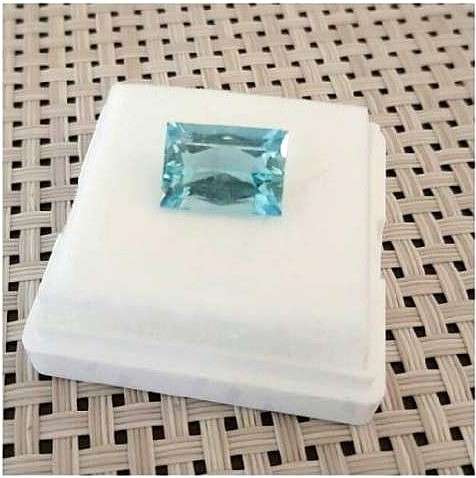 7.45Ct.  Aquamarine Blue Square Cut Ravishing! Unheated Natural