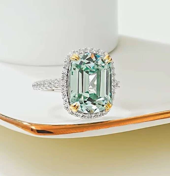 Light Green Cocktail Ring 925 Sterling Silver Gemstone