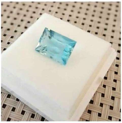 7.45Ct.  Aquamarine Blue Square Cut Ravishing! Unheated Natural