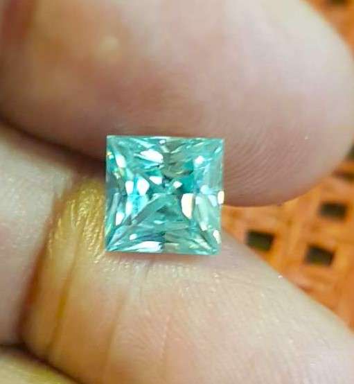 2.98CT  MOISSANITE BLUE SQUARE CUT VVSI  BRILLIANT CUT
