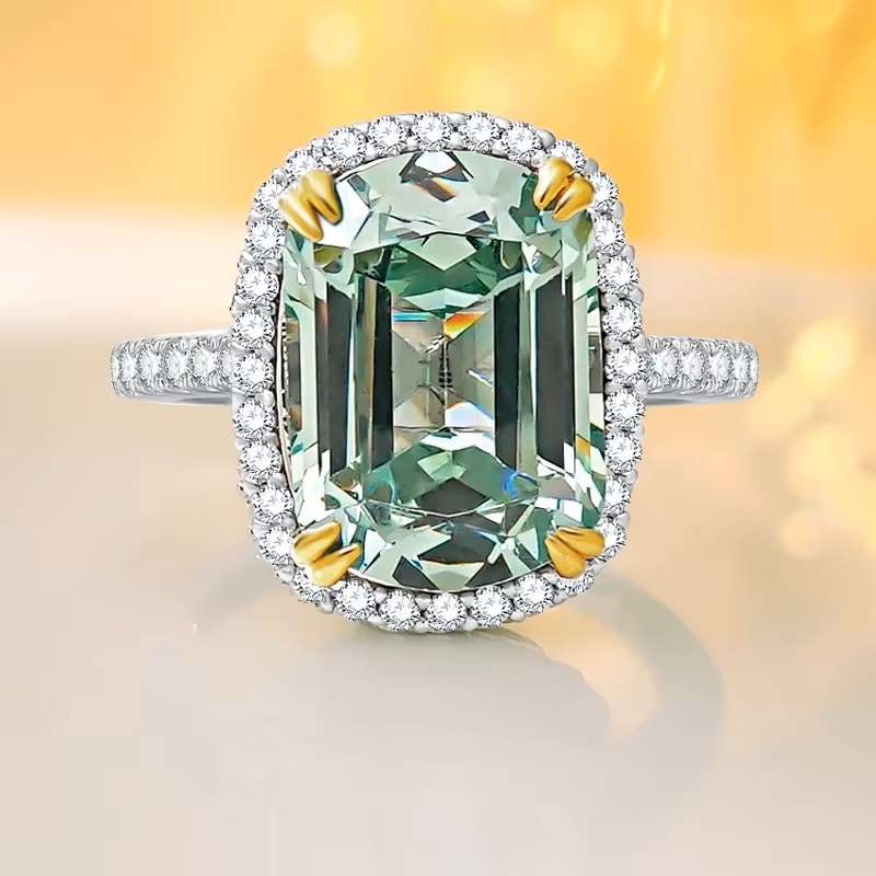 Light Green Cocktail Ring 925 Sterling Silver Gemstone