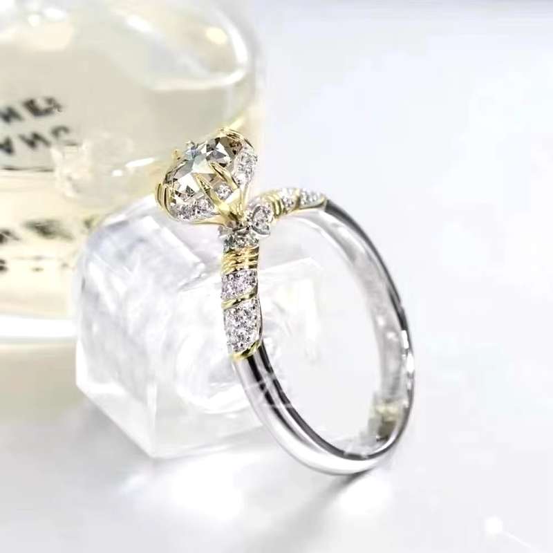 1.00 Carat Moissanite Engagement Ring VVSI/D **GRA Certified**  in 925Sterling Silver Plated 18k