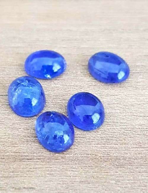 Purplish Blue Tanzanite 1Pcs Oval Cabochon 9x7MM. Ravishing Colour & Full Fire!