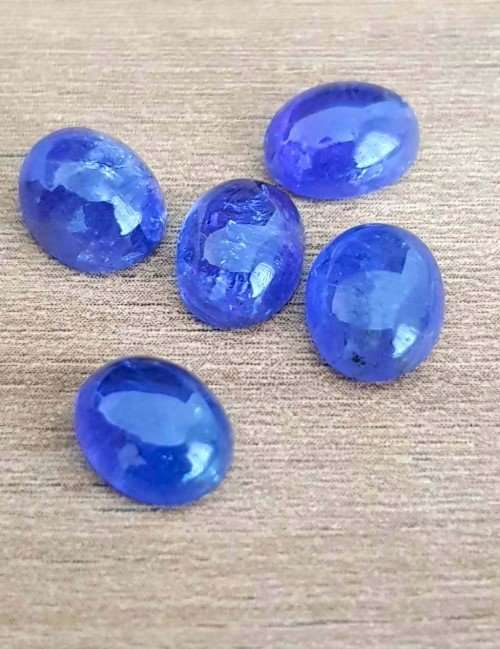 Purplish Blue Tanzanite 1Pcs Oval Cabochon 9x7MM. Ravishing Colour & Full Fire!