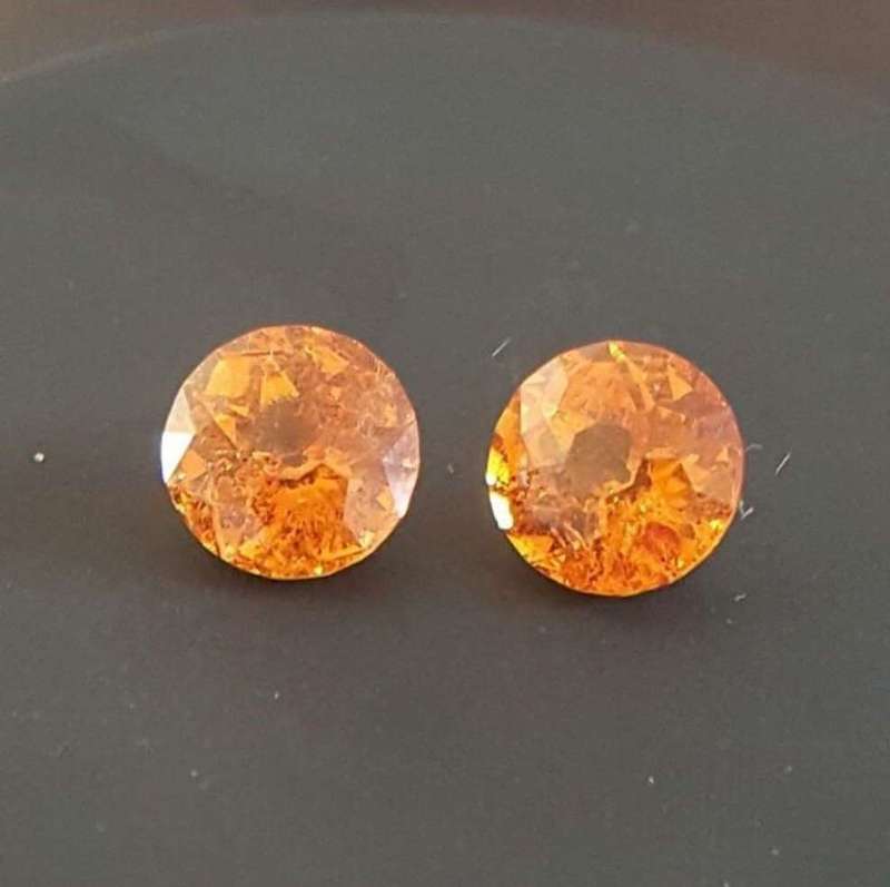 4.31ct Mandarin Garnets Pair Fanta Orange Namibia Gem Good Sparkling Natural