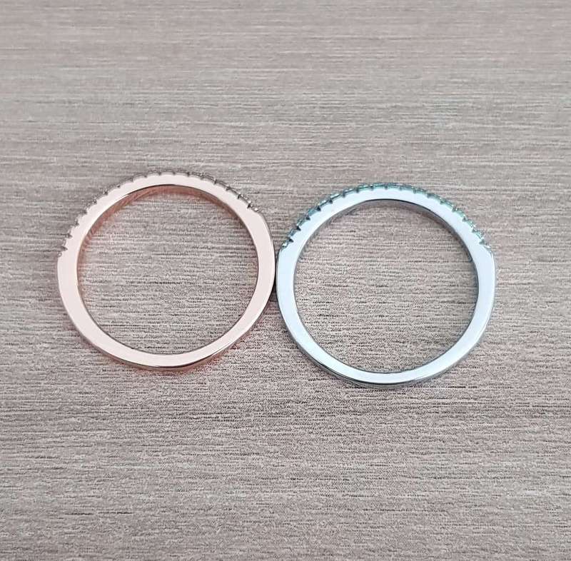 Double Stackable  Rose Gold & Silver Engagement Ring in Sterling Silver