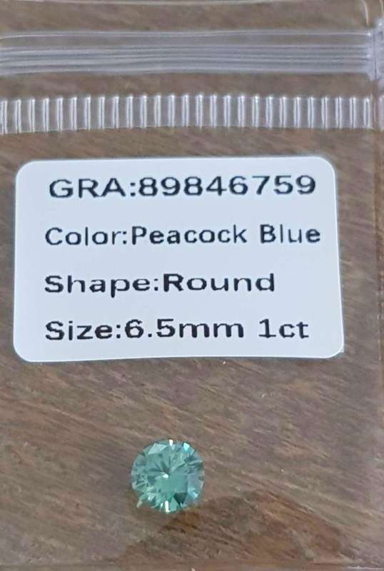 MOISSANITE Peacock Blue 1CT  VVSI  ROUND **GRA Certified **BRILLIANT CUT