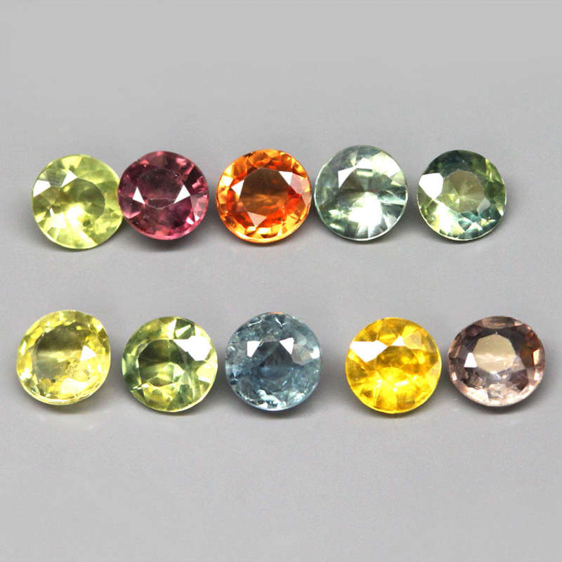 1.20Ct. Sapphire Muti-Color Round **10 Pieces** Unheated Songea Tanzania Ravishing