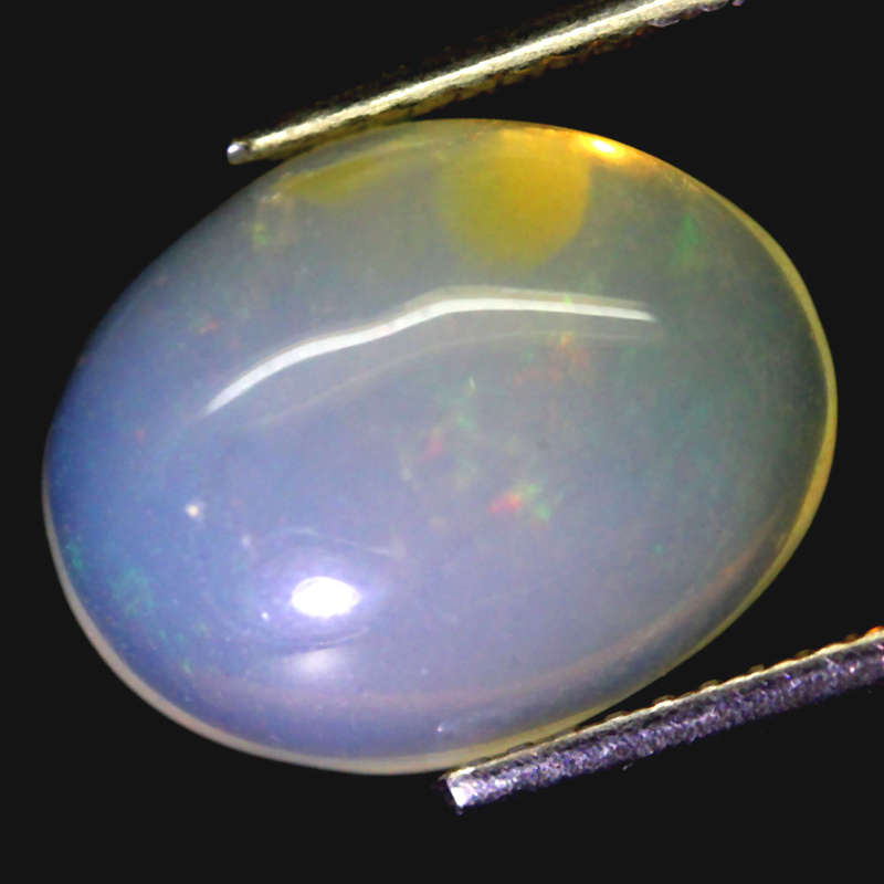 3.91Ct. Gemstone Opal Oval Cabochon Multi Colors Glittering Rainbow 3D Ethiopian