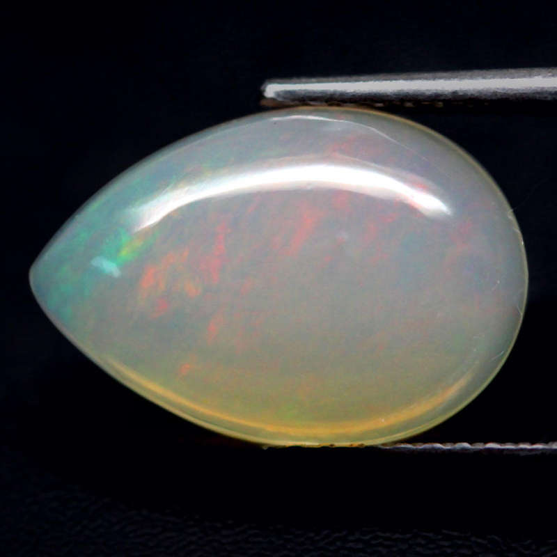 2.06Ct.  Opal Pear Cabochon Multi Colors Glittering Rainbow 3D Ethiopian Gemstone