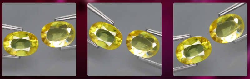 1.17Ct. Sphene Yellowish Green **Pair**Oval Madagascar Ravishing Colour Alluring!  Natural