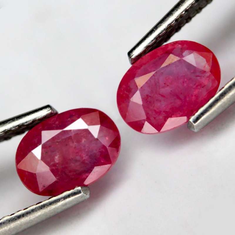 1.17Ct.  Ruby Pinkish Red Oval Facet **Pair** Normal Heated  Natural Gemstone