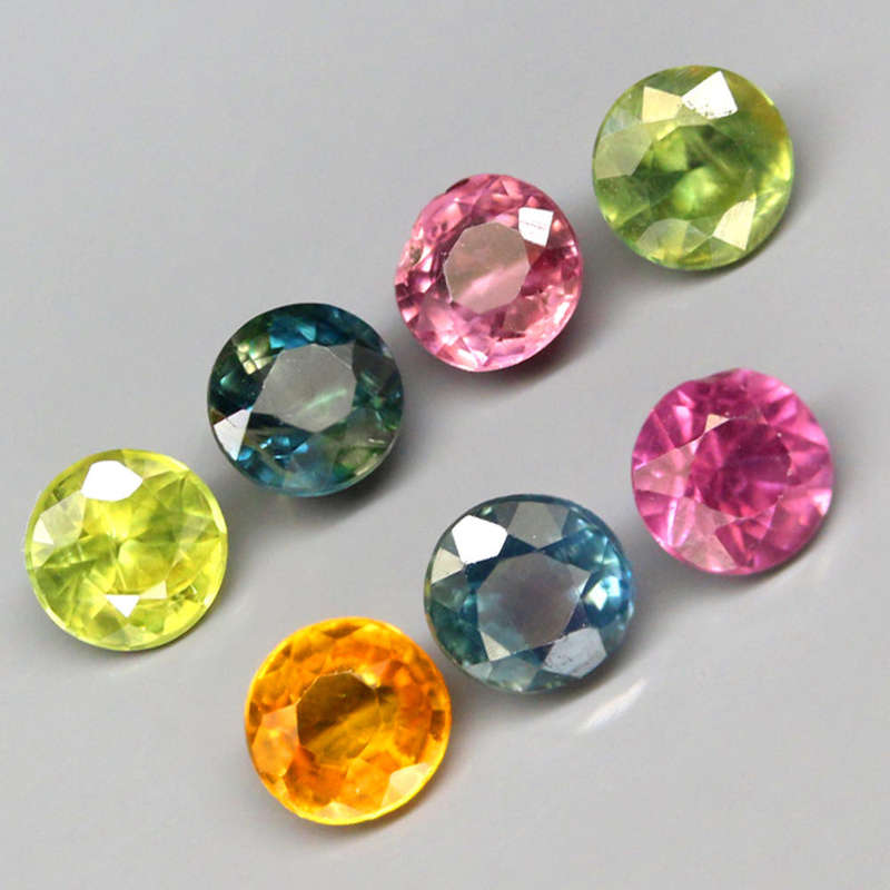 1.32Ct.  Sapphire Muti-Color Round Unheated Tanzania Ravishing Natural Gemstone