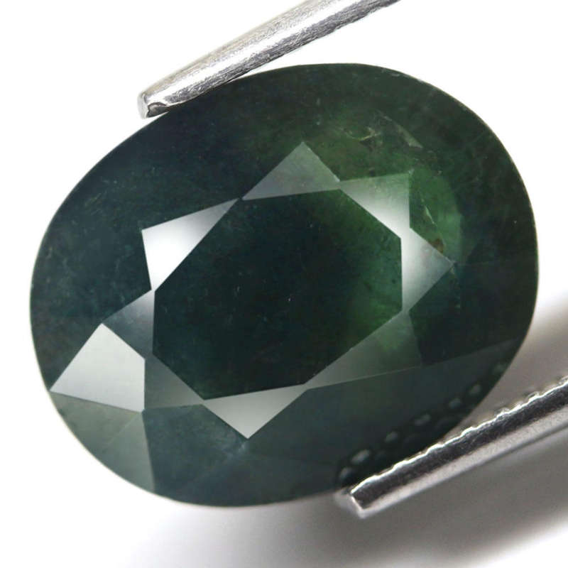4.32Ct. Sapphire Bluish Green Oval Facet Normal Heated Natural Gemstone