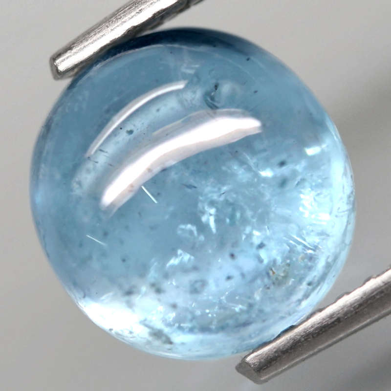 2.94Ct.  Aquamarine Ocean Blue Round Cabochon Brazil Gem Shimmering! Unheated