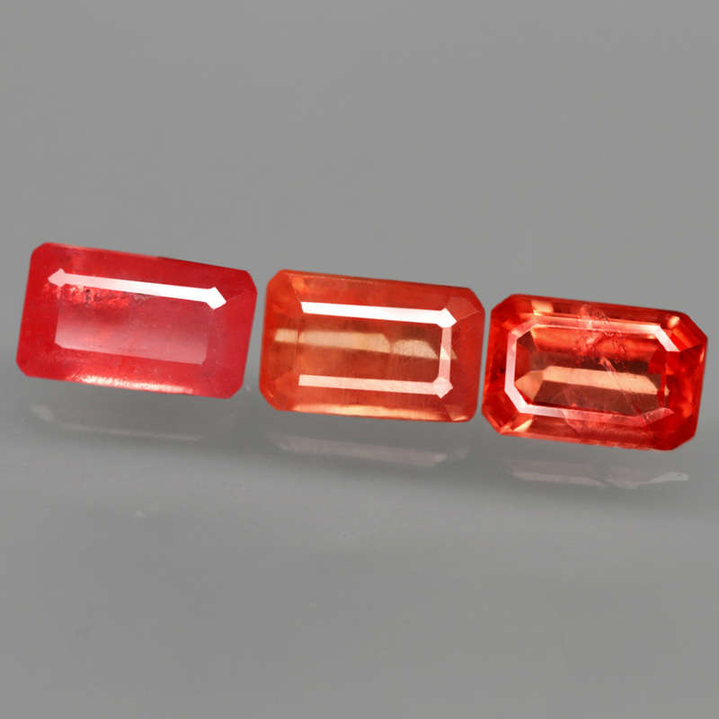 1.30Ct.  Ruby Orangy Pink Emerald Cut Tanzania Ravishing For JewelryNormal Heated