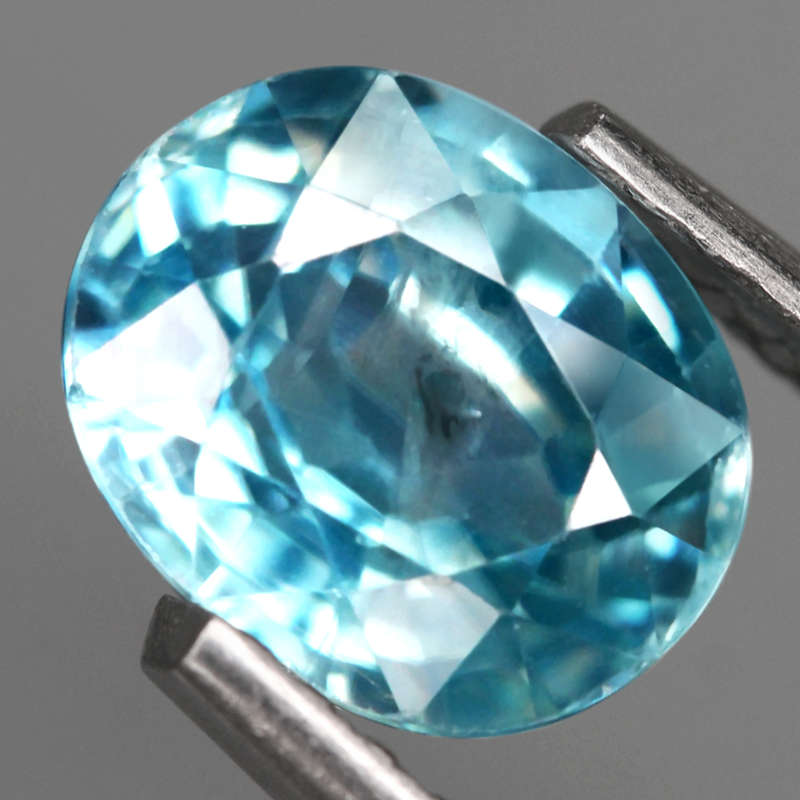 1.77Ct. Zircon Blue Oval Shape Cambodia Precious Gem Beautiful Luster & Color!