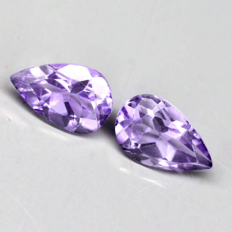 1.59Ct. Amethyst Purple Pear Shape **Pair** Brazil Precious Gem Ravishing Colour! Natural