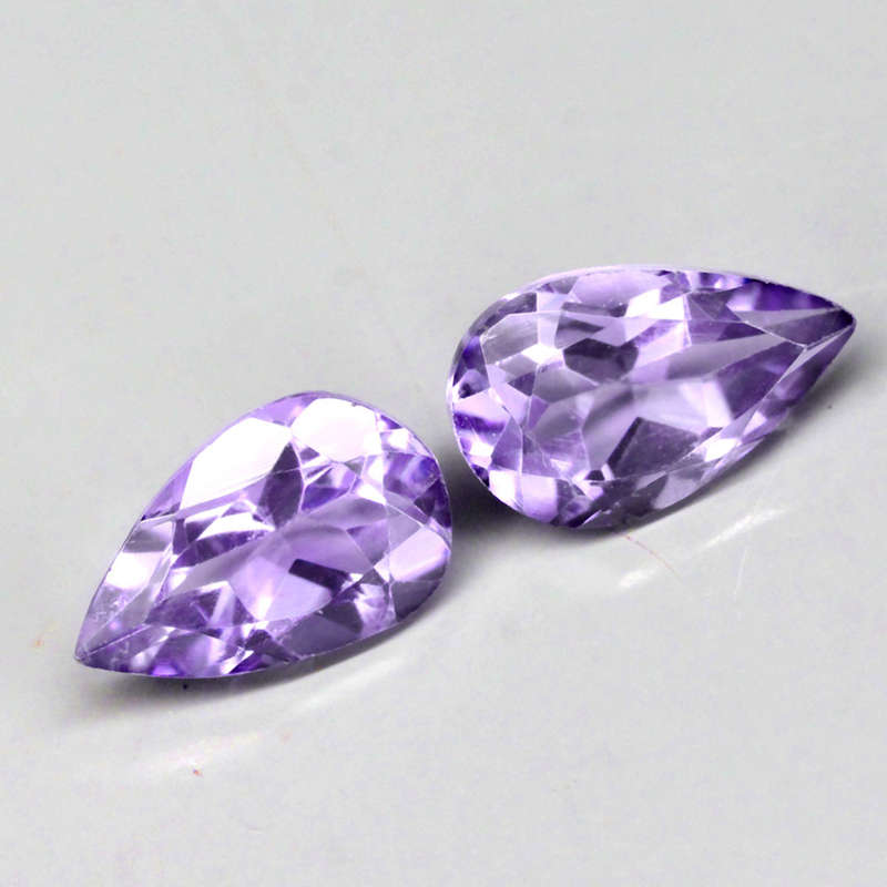 1.59Ct. Amethyst Purple Pear Shape **Pair** Brazil Precious Gem Ravishing Colour! Natural