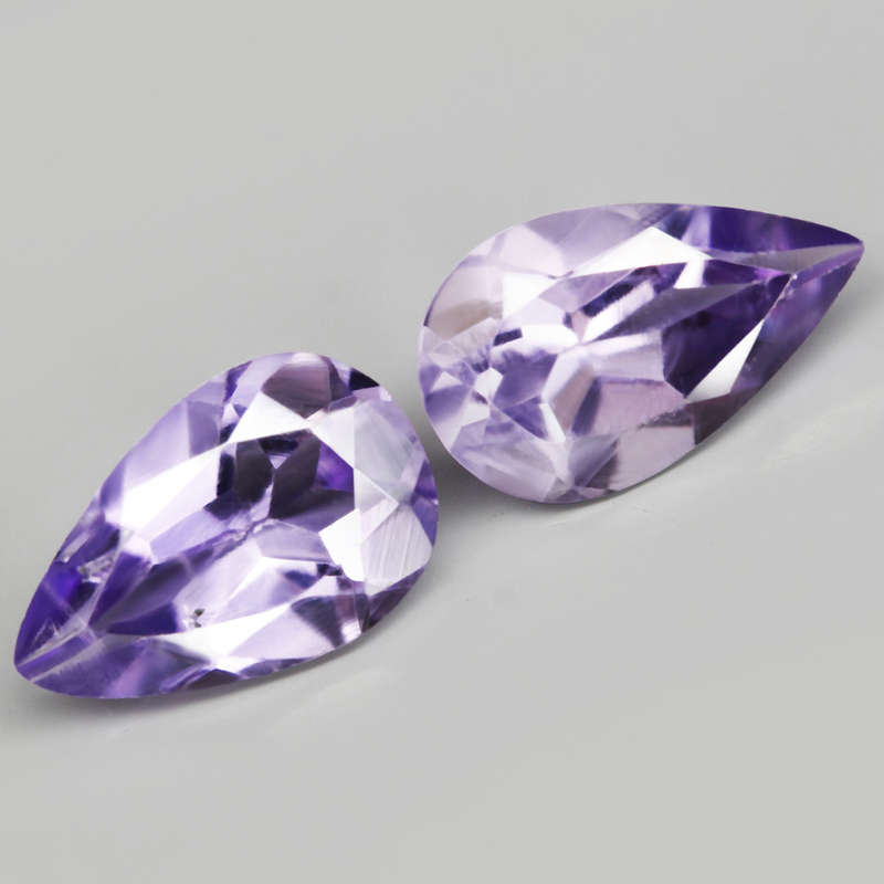 1.60Ct. Amethyst Purple Pear Shape **Pair** Brazil Precious Gem Ravishing Colour! Natural