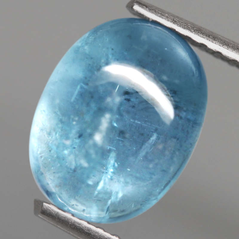 2.93Ct. Aquamarine Blue Oval Cabochon Brazil Gem Shimmering! Unheated Natural