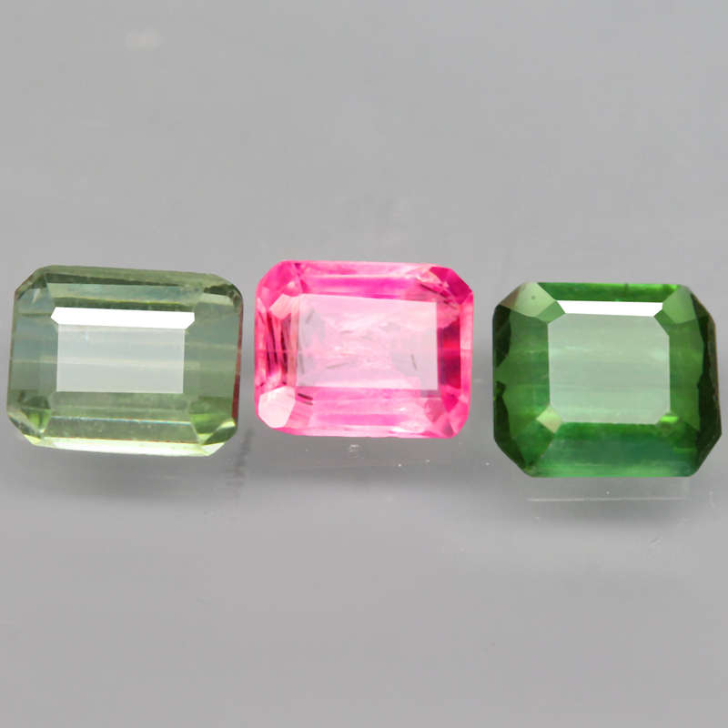 1.47Ct. Tourmaline Pink Green Emerald Cut Mozambique Gem Ravishing! Gemstone